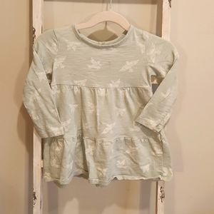 Little Co. by Lauren Conrad Light Sage Green Dress with Doves 18 Months